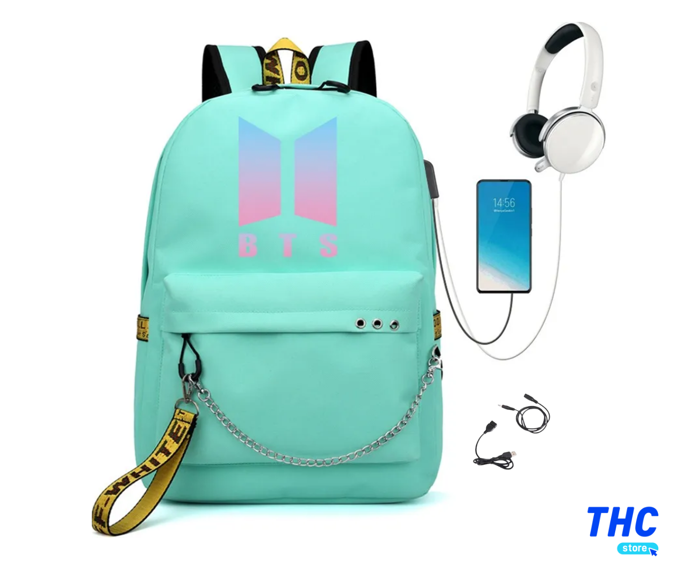 MOCHILA ESCOLAR BTS 2 COLOR NEGRO-BLANCO