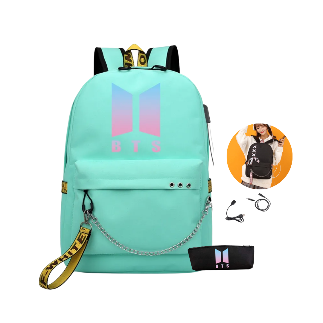 MOCHILA ESCOLAR BTS 2 COLOR NEGRO-BLANCO