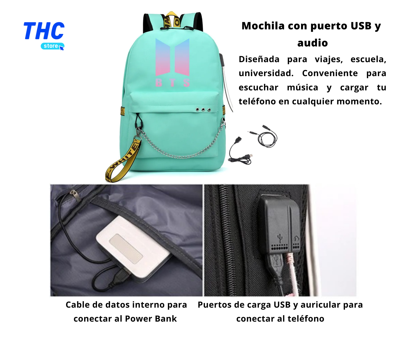 MOCHILA ESCOLAR BTS 2 COLOR NEGRO-BLANCO